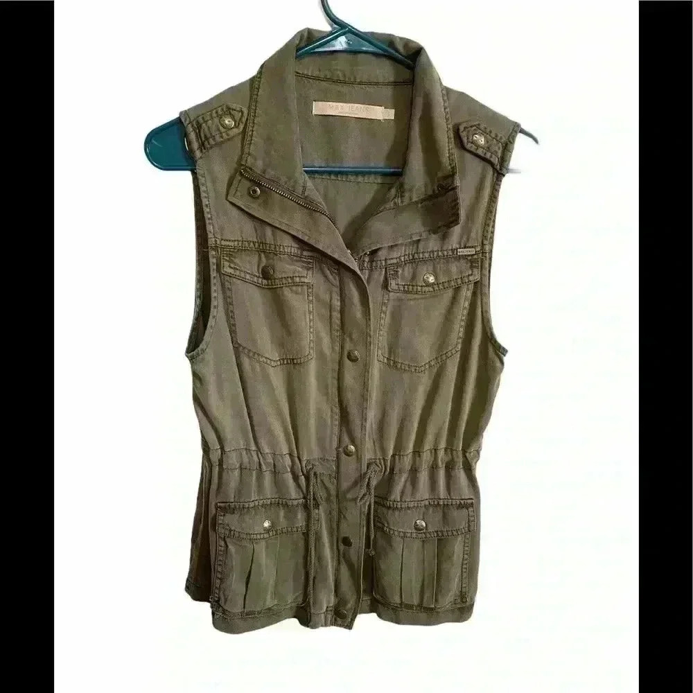 Max Jeans Olive Cargo Vest Size Small